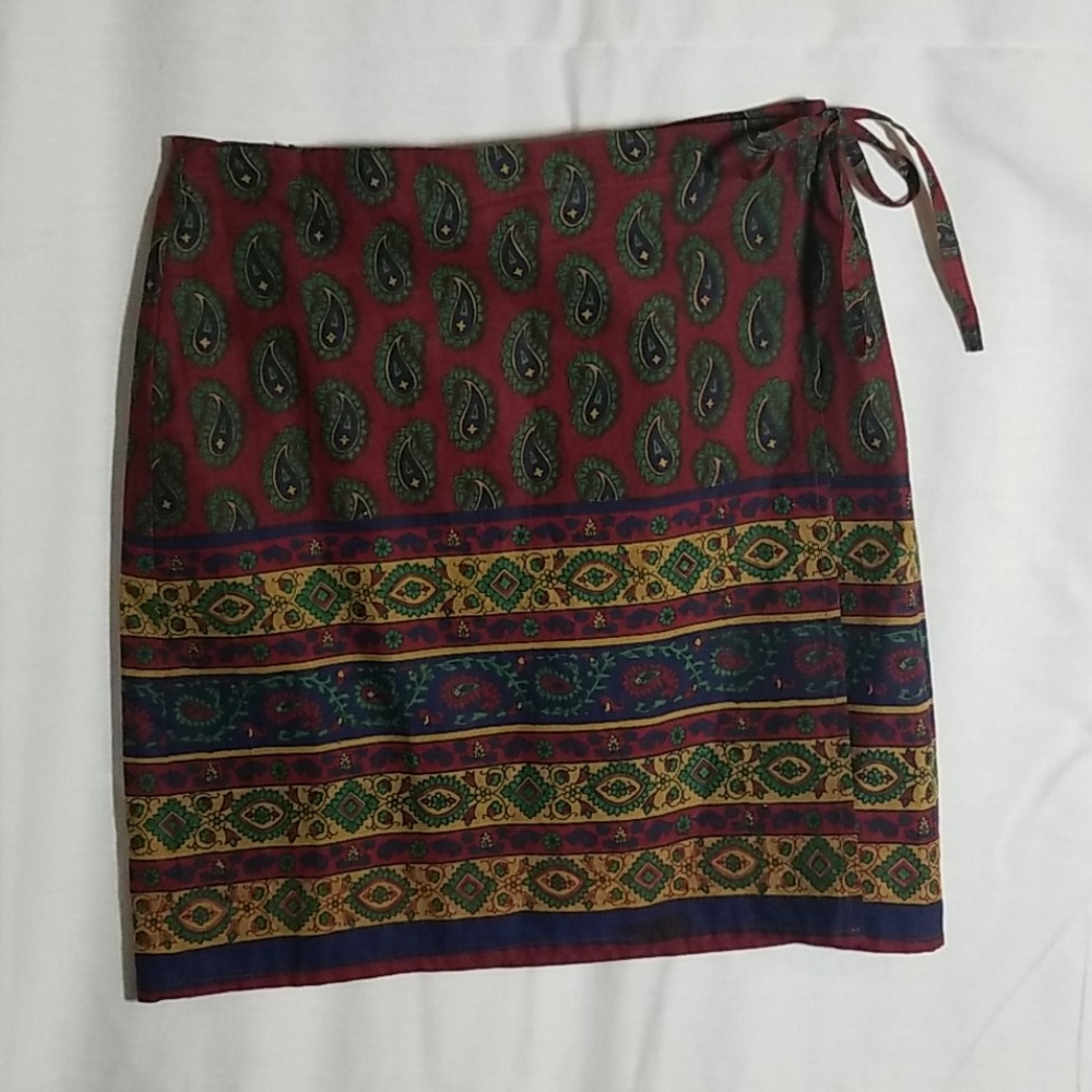Casual wrap cotton skirt
